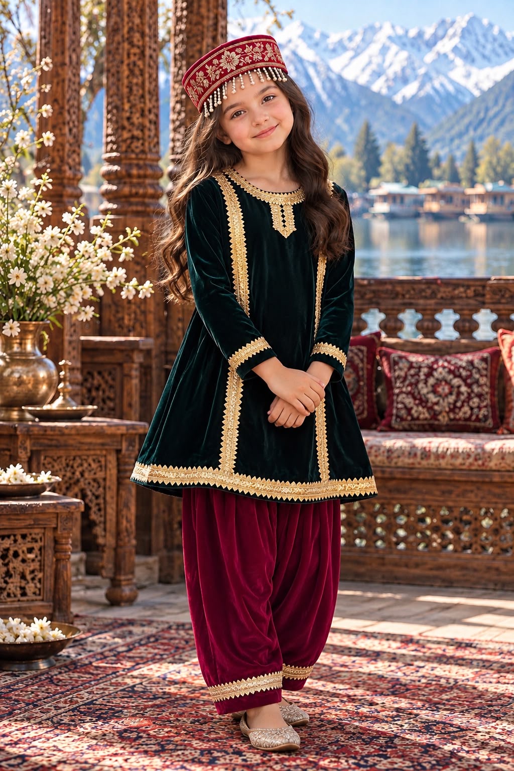GREEN & BURGUNDY FARSHI SET