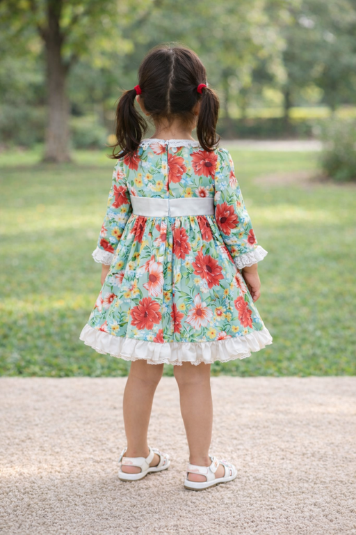 OLD ROSE - GREEN FLORAL