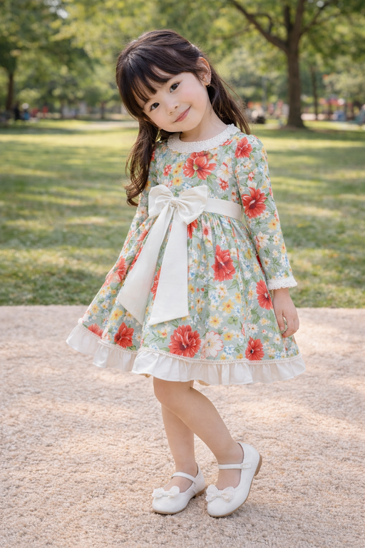 OLD ROSE - GREEN FLORAL