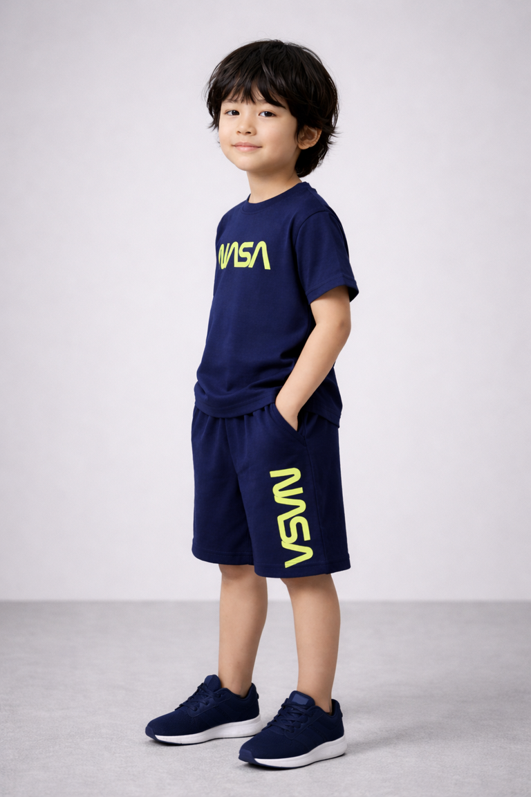 Oversized Navy Blue Nasa Coord set